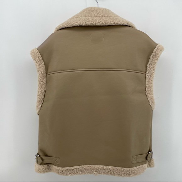 Heartloom Women’s Xander Vest Tan Wheat Sherpa Faux Leather Relaxed Fit L - Picture 7 of 8